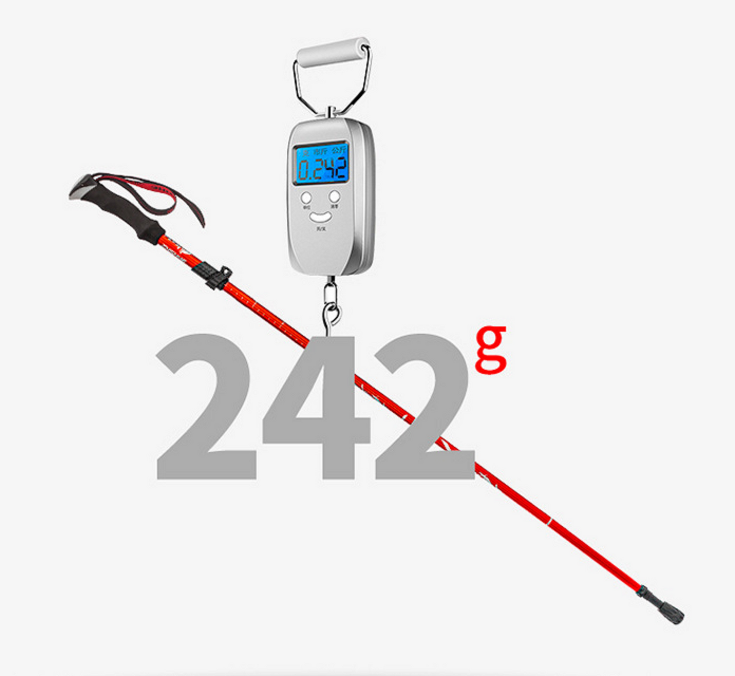 ECOTREK aluminum alloy folding trekking pole in black, lightweight and adjustable for hiking and outdoor trekking.