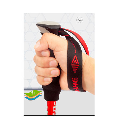 Black ECOTREK aluminum alloy folding trekking pole, lightweight and adjustable hiking pole with ergonomic grip.
