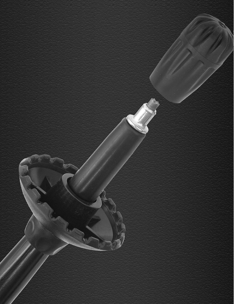 Black ECOTREK aluminum alloy folding trekking pole, lightweight and ultralight hiking pole for outdoor trekking and hiking.