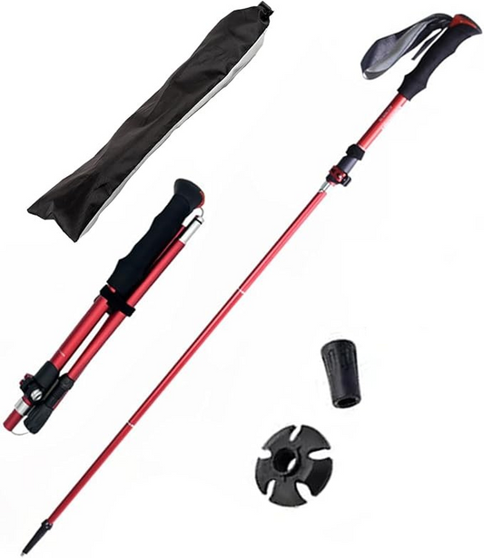 ECOTREK 7075 aluminium trekking pole with quick lock system, silver hiking pole designed for outdoor trekking adventures.