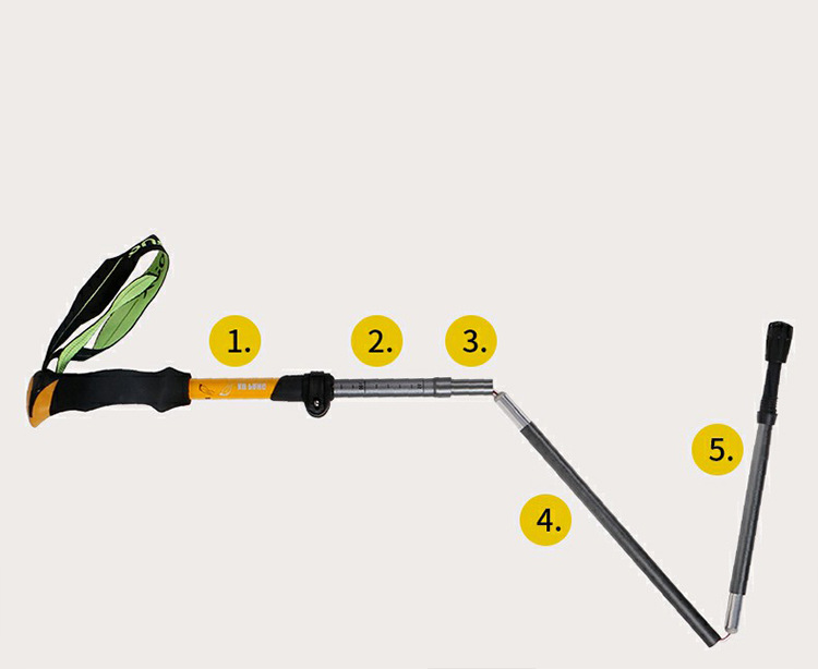 Silver ECOTREK 7075 aluminium trekking pole with quick lock system, lightweight hiking pole for outdoor trekking adventures.