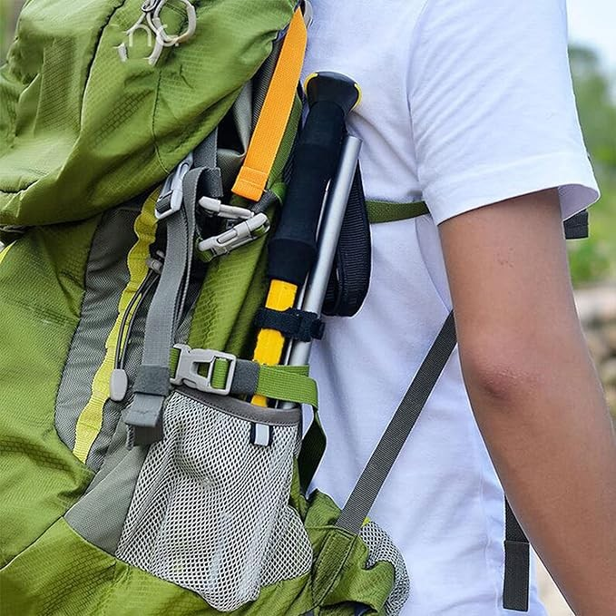 ECOTREK 7075 aluminium trekking pole with quick lock system, silver hiking pole designed for outdoor trekking and stability.