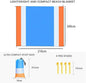 ECOTREK orange and blue sandproof, waterproof beach mat measuring 210x200 cm laid out on sandy surface.