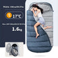 ECOTREK large rectangular sleeping bag in green, 230x100cm, suitable for camping, hiking, and outdoor adventures.