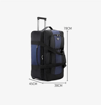 Black ECOTREK expandable rolling checked-in duffle bag with wheels, versatile storage bag for travel and packing needs
