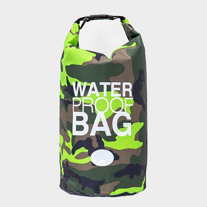 Blue ECOTREK waterproof dry bag with shoulder strap, available in 15L, 20L, or 30L, designed for secure outdoor storage.