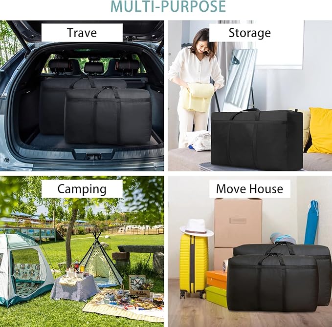 Extra large ECOTREK heavy-duty storage bag in black, 180L capacity with durable fabric and reinforced handles.