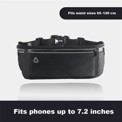 Pink ECOTREK waterproof running belt with adjustable elastic strap and sweatproof waist for secure storage during exercise.