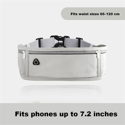 Pink ECOTREK waterproof running belt with adjustable elastic strap and sweatproof storage bag for active waist workout.
