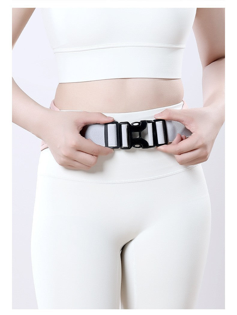 Pink ECOTREK waterproof running belt with adjustable elastic strap and sweatproof storage bag for outdoor exercise.