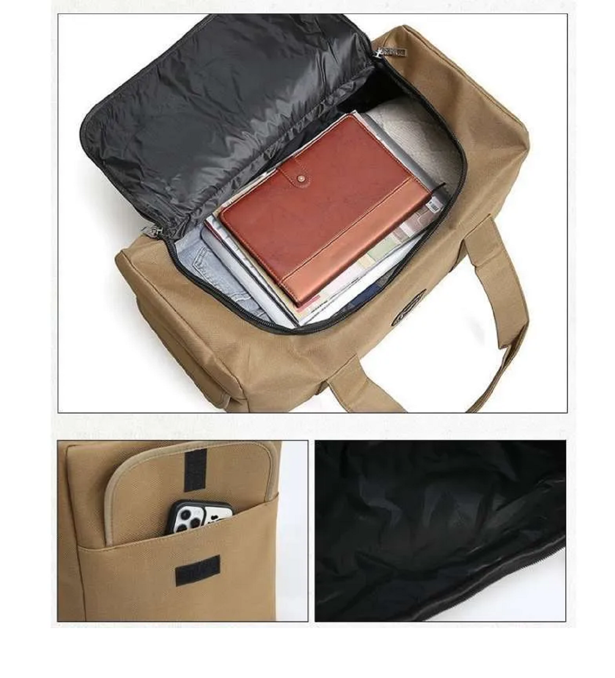 Black ECOTREK small outdoor travel and camping gear storage bag, 40L capacity, with multiple sizes available.