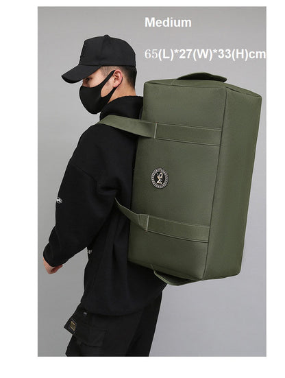 Small black ECOTREK outdoor travel and camping gear storage bag, 40L capacity, compact and durable for outdoor adventures.