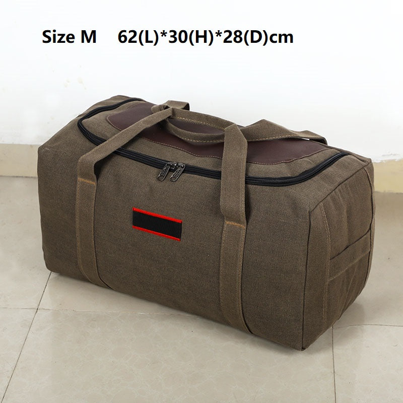 ECOTREK canvas storage bag with high capacity, ideal for travel, camping, and moving; shown in a compact, durable design.