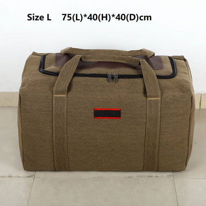 ECOTREK canvas storage bag, high-capacity travel and camping luggage bag with multiple compartments for organized storage.