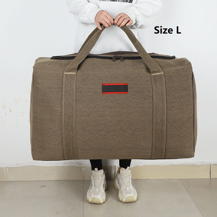 ECOTREK canvas storage bag with high capacity for travel, camping, and moving; durable luggage bag for versatile storage needs.
