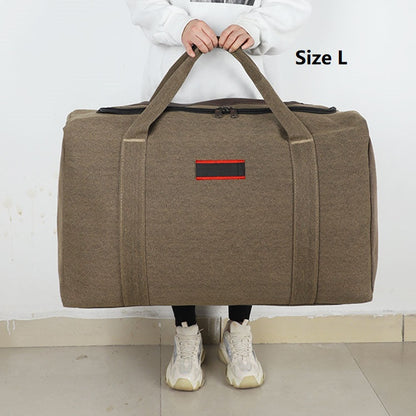 ECOTREK canvas storage bag with high capacity for travel, camping, and moving; durable luggage bag for versatile storage needs.