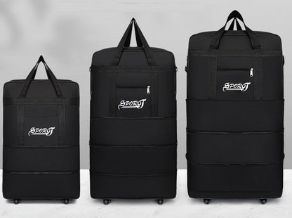 ECOTREK high-capacity foldable storage bag with wheels, airline-checked luggage, durable and spacious for travel storage needs.
