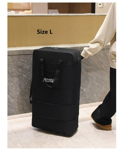 ECOTREK high-capacity foldable storage bag with wheels, airline checked luggage, ideal for travel and extra packing space