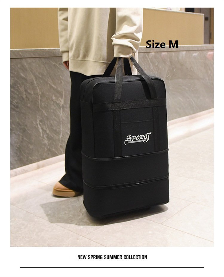 ECOTREK high-capacity foldable storage bag with wheels, airline checked luggage, durable and spacious for travel storage.