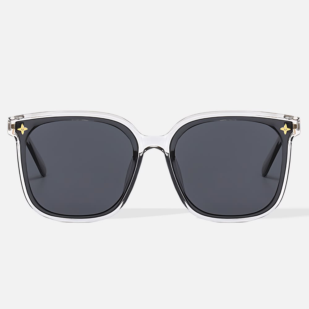 ECOTREK women's oversized beige sunglasses with retro square design and UV400 protection.