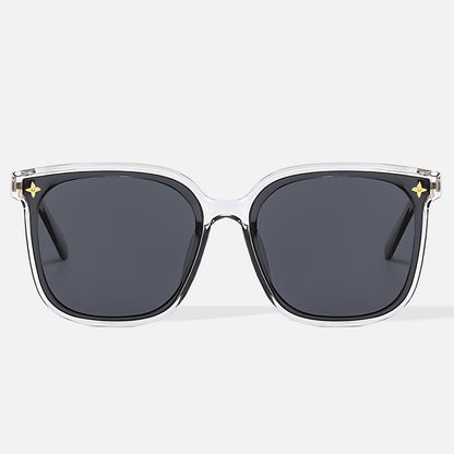 ECOTREK women's oversized beige sunglasses with retro square design and UV400 protection.