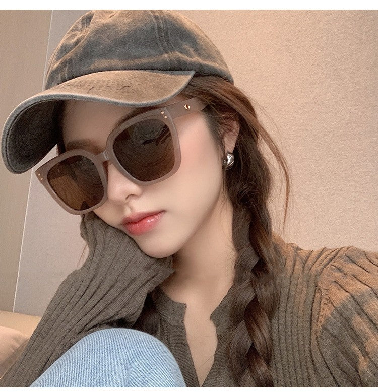 ECOTREK polarized square sunglasses for women with UV400 protection, brown retro fashion shades with stylish frame.