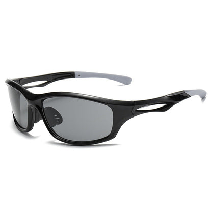 ECOTREK Sports Polarised Sunglasses with silver frame, lightweight outdoor shades for running, cycling, and driving activities.