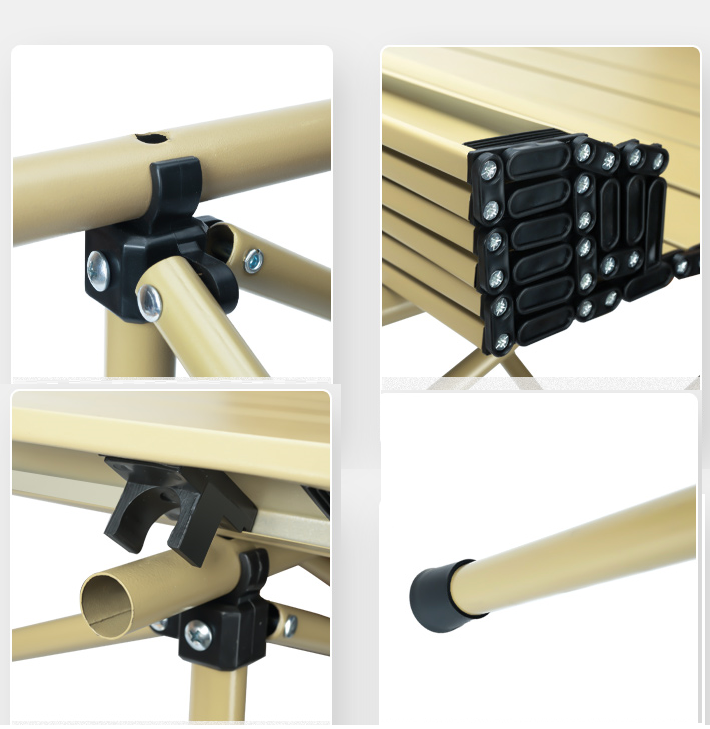 ECOTREK portable beige outdoor folding table for camping and picnics, lightweight and easy to carry.