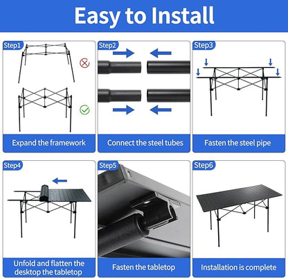 Black 120 cm ECOTREK folding camping table for outdoor cooking and picnics, portable roll-up design for easy transport.