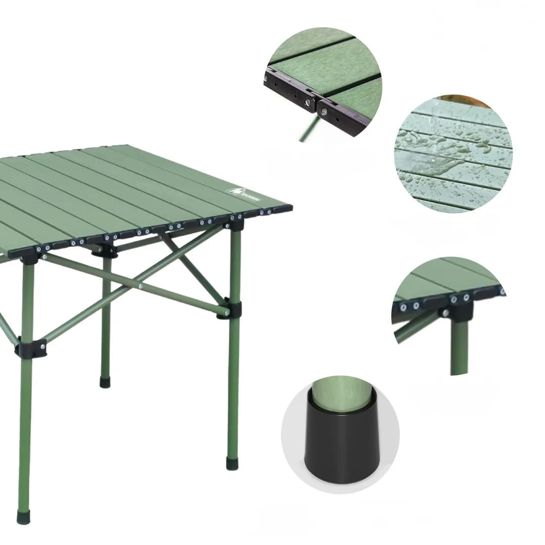 Black 120 cm portable folding camping table by ECOTREK, ideal for outdoor cooking, picnics, and camping activities.