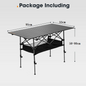 Black ECOTREK folding camping table, adjustable and portable outdoor table, 95cm in length, suitable for camping and outdoor activities.
