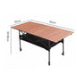 Black ECOTREK folding camping table, adjustable and portable outdoor table, 95cm in length, suitable for camping and outdoor activities.
