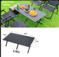 Black portable outdoor folding table by ECOTREK, egg roll style, 120cm length, lightweight and collapsible for easy transport.