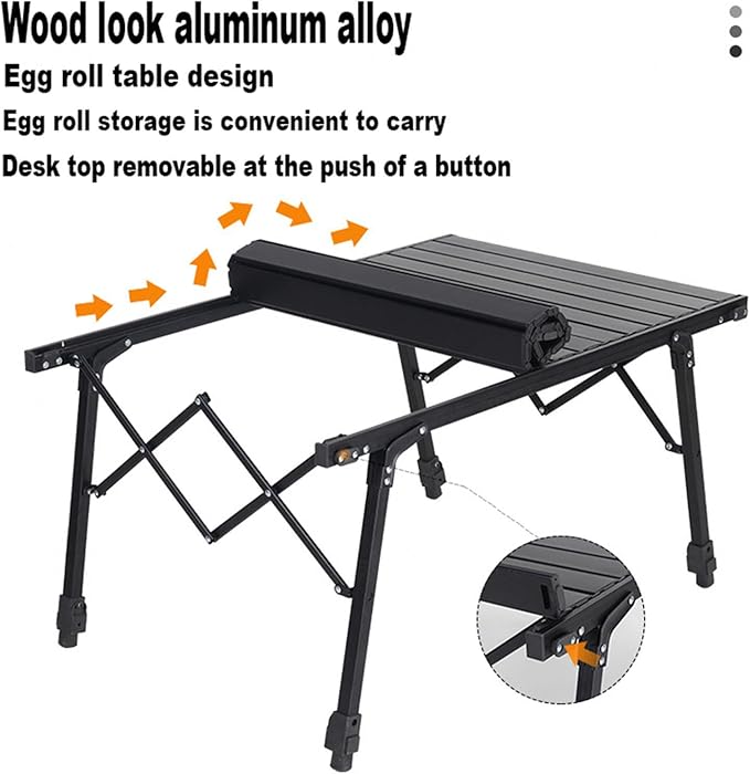 Aluminium height adjustable ECOTREK camping table with 89cm height, portable outdoor table for camping and outdoor activities.