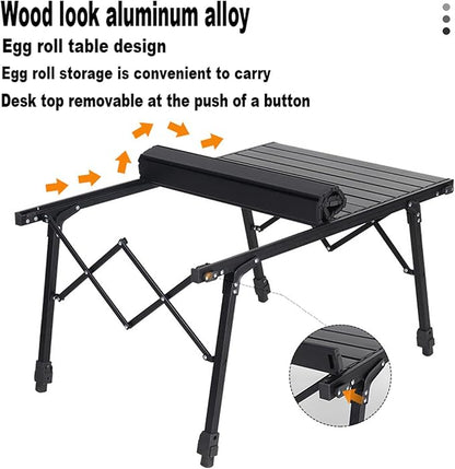 Aluminium height adjustable ECOTREK camping table with 89cm height, portable outdoor table for camping and outdoor activities.