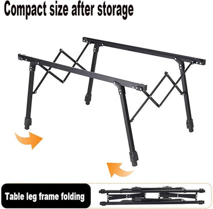 ECOTREK aluminium height-adjustable camping table, portable outdoor table with 89cm height, ideal for outdoor activities.