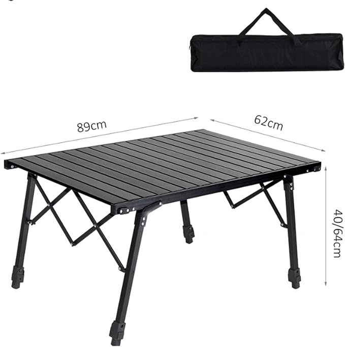 Aluminium ECOTREK height-adjustable camping table, portable outdoor table with 89cm height, ideal for outdoor cooking and camping.