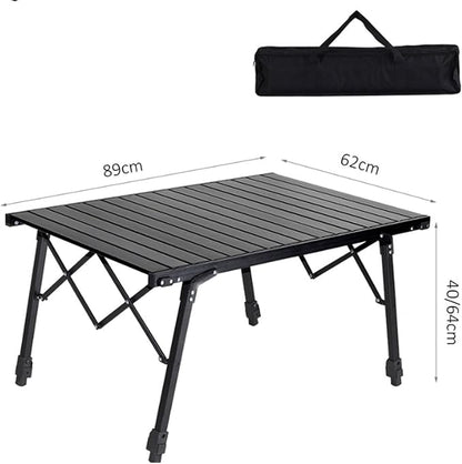 Aluminium ECOTREK height-adjustable camping table, portable outdoor table with 89cm height, ideal for outdoor cooking and camping.