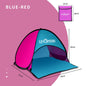 Blue ECOTREK mini beach sun shade canopy tent, compact and portable pop-up tent for sun protection at the beach.