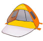 Blue ECOTREK pop-up beach tent sun shelter, easy setup and portable, ideal for outdoor seaside protection and shade.
