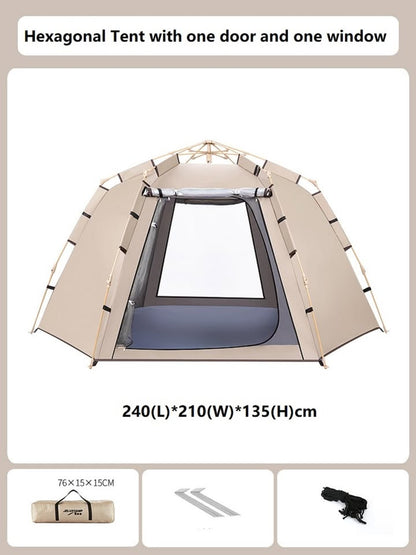 ECOTREK hexagonal camping tent for 2-3 persons, quick setup outdoor tent with durable fabric and spacious interior.