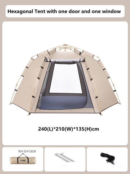 ECOTREK hexagonal camping tent for 2-3 persons, quick setup outdoor tent with durable fabric and spacious interior.