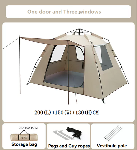 ECOTREK pop-up camping tent with 1 door and 3 windows, lightweight and easy to set up for outdoor camping adventures.