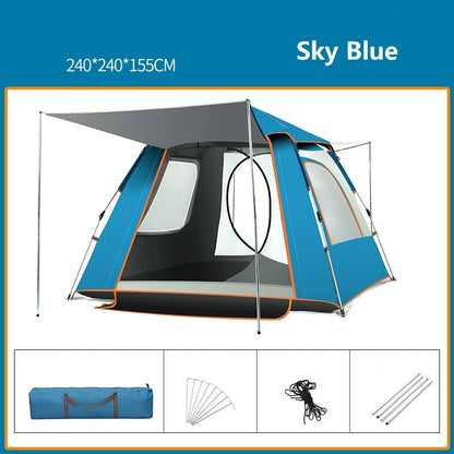 Green ECOTREK family tent, lightweight and easy to set up, suitable for outdoor camping and family adventures.