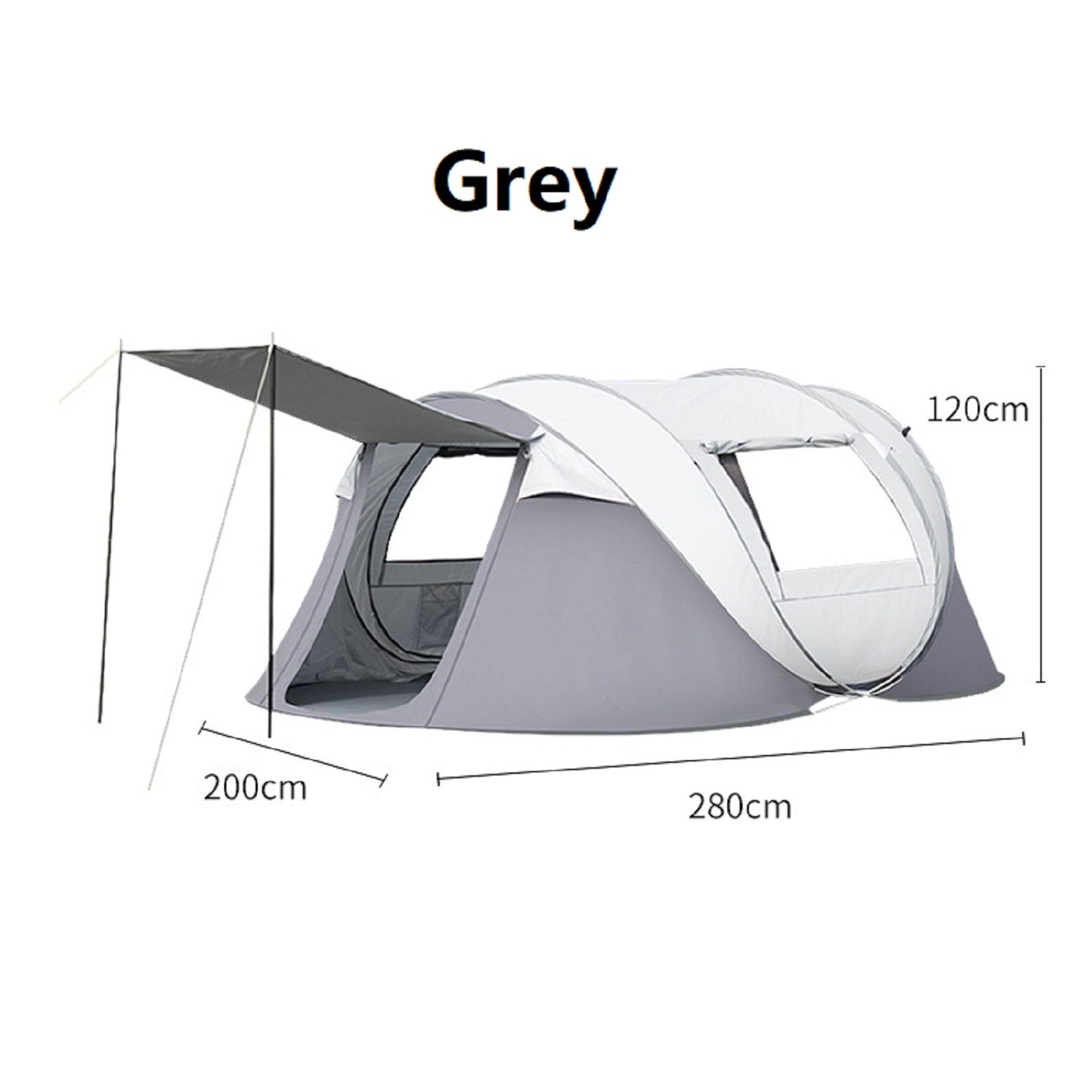 Green ECOTREK boat-shaped portable instant pop-up tent set up outdoors, showcasing its unique design and compact structure.