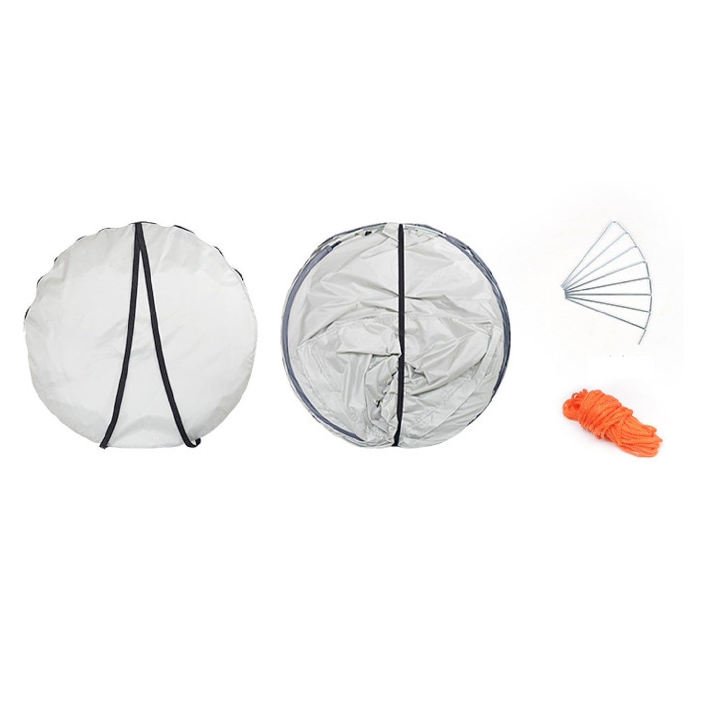 Green ECOTREK boat-shaped portable pop-up tent set up outdoors, showcasing its compact, easy-to-assemble design for camping or events.