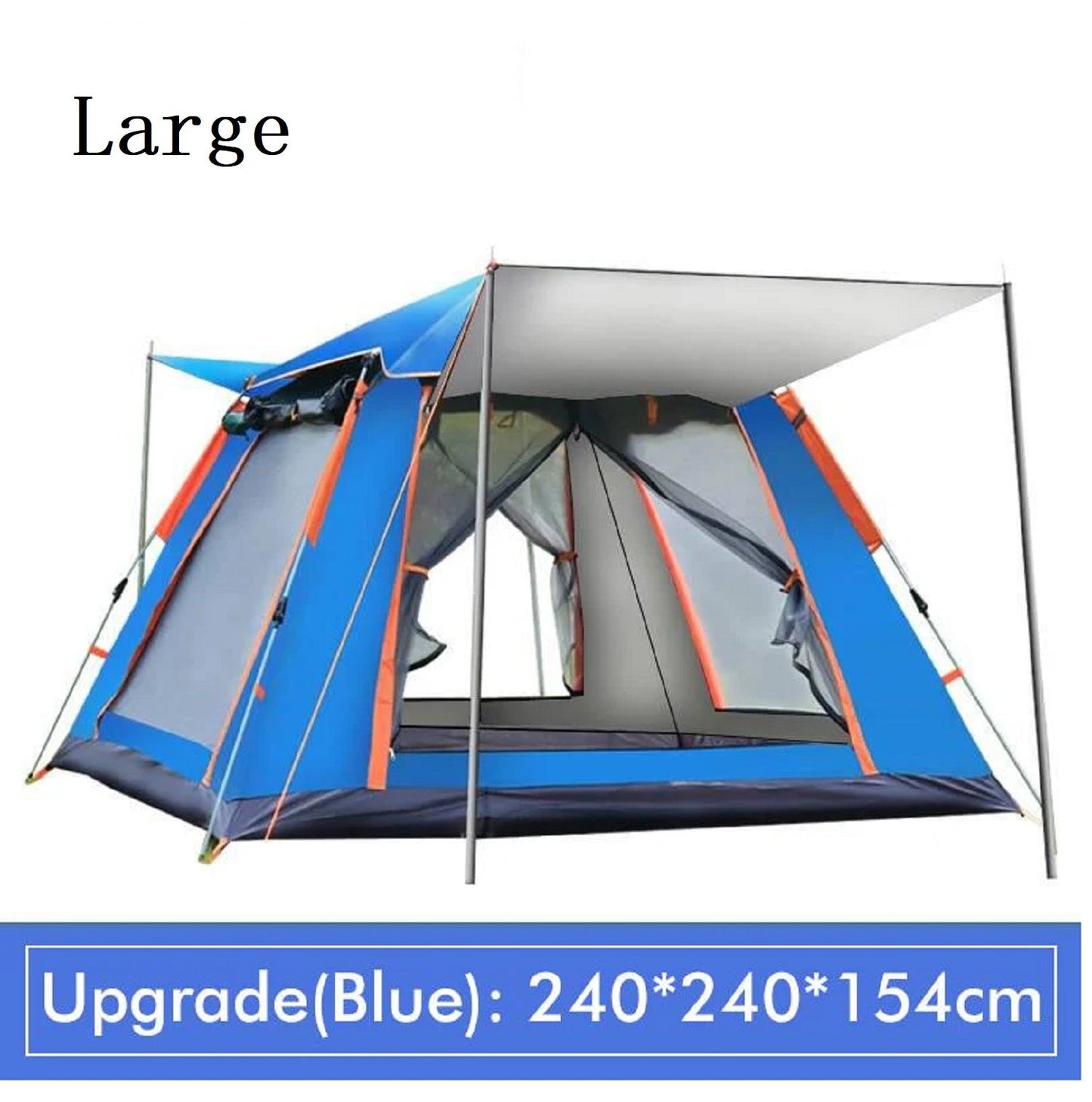 Large ECOTREK automatic pop-up camping tent set up outdoors, showcasing its spacious design and easy setup for outdoor camping.