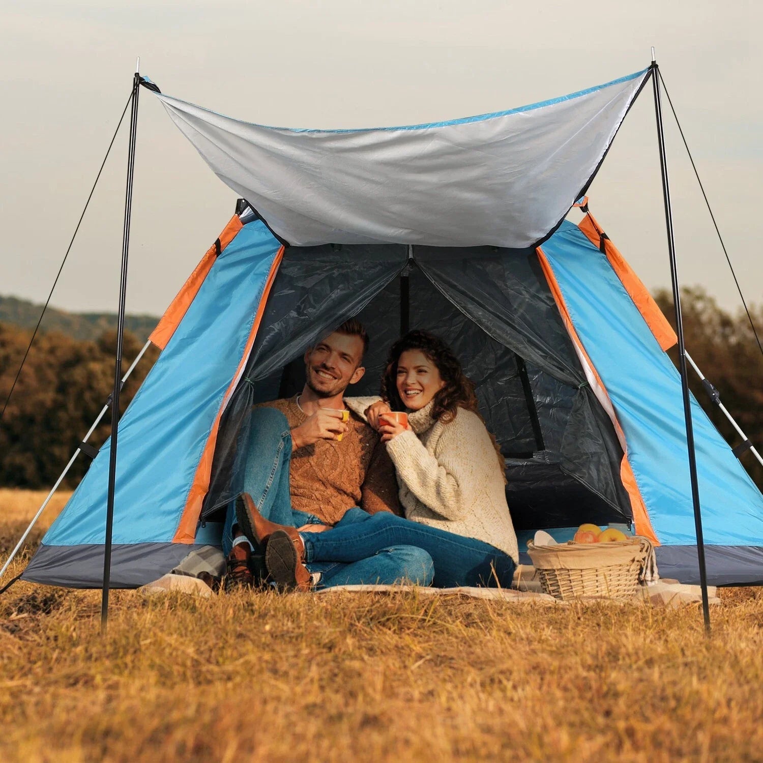 Large ECOTREK automatic pop-up camping tent for quick setup, ideal for outdoor camping adventures and outdoor enthusiasts.