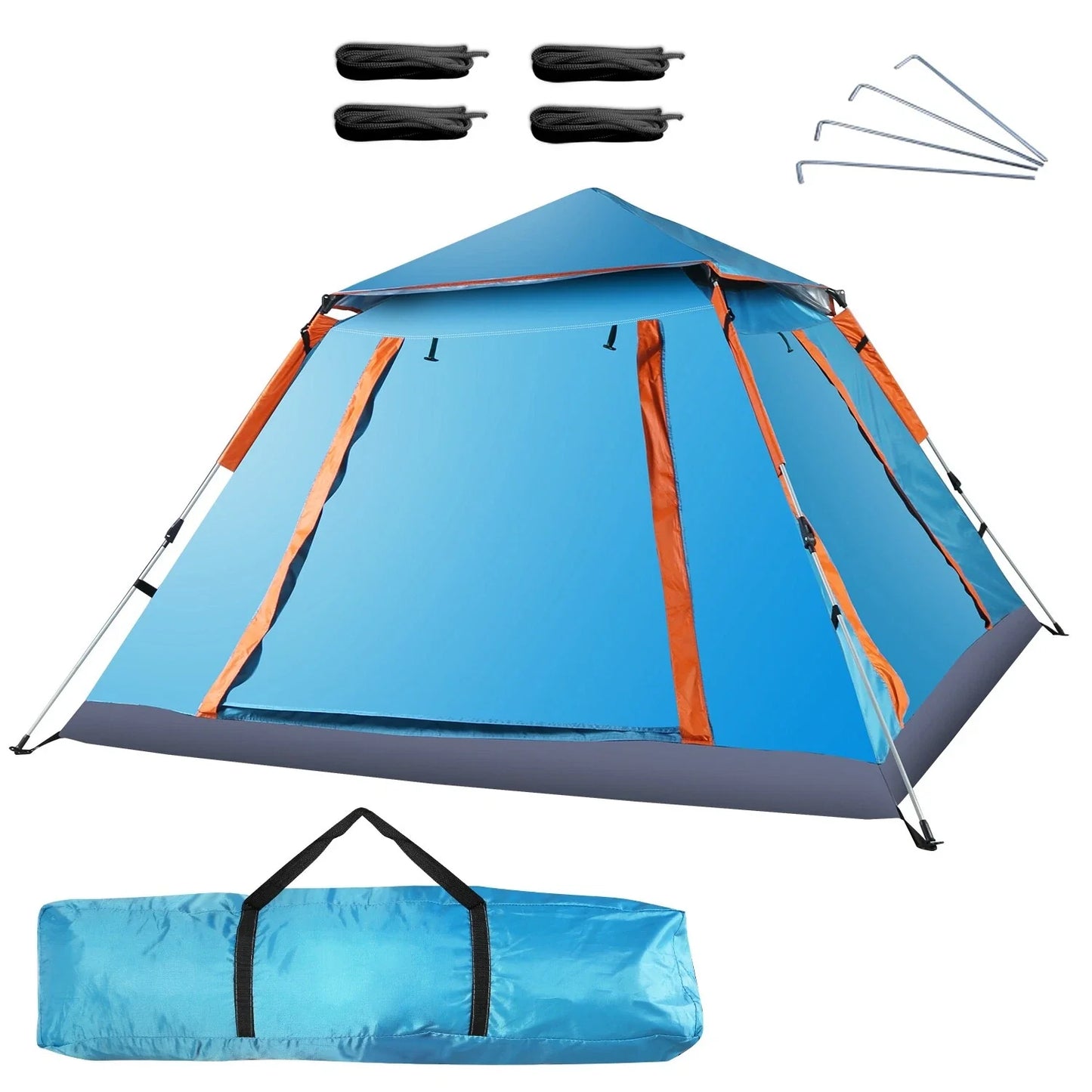 Large ECOTREK automatic pop-up camping tent set up outdoors, showcasing its spacious design and durable waterproof fabric.