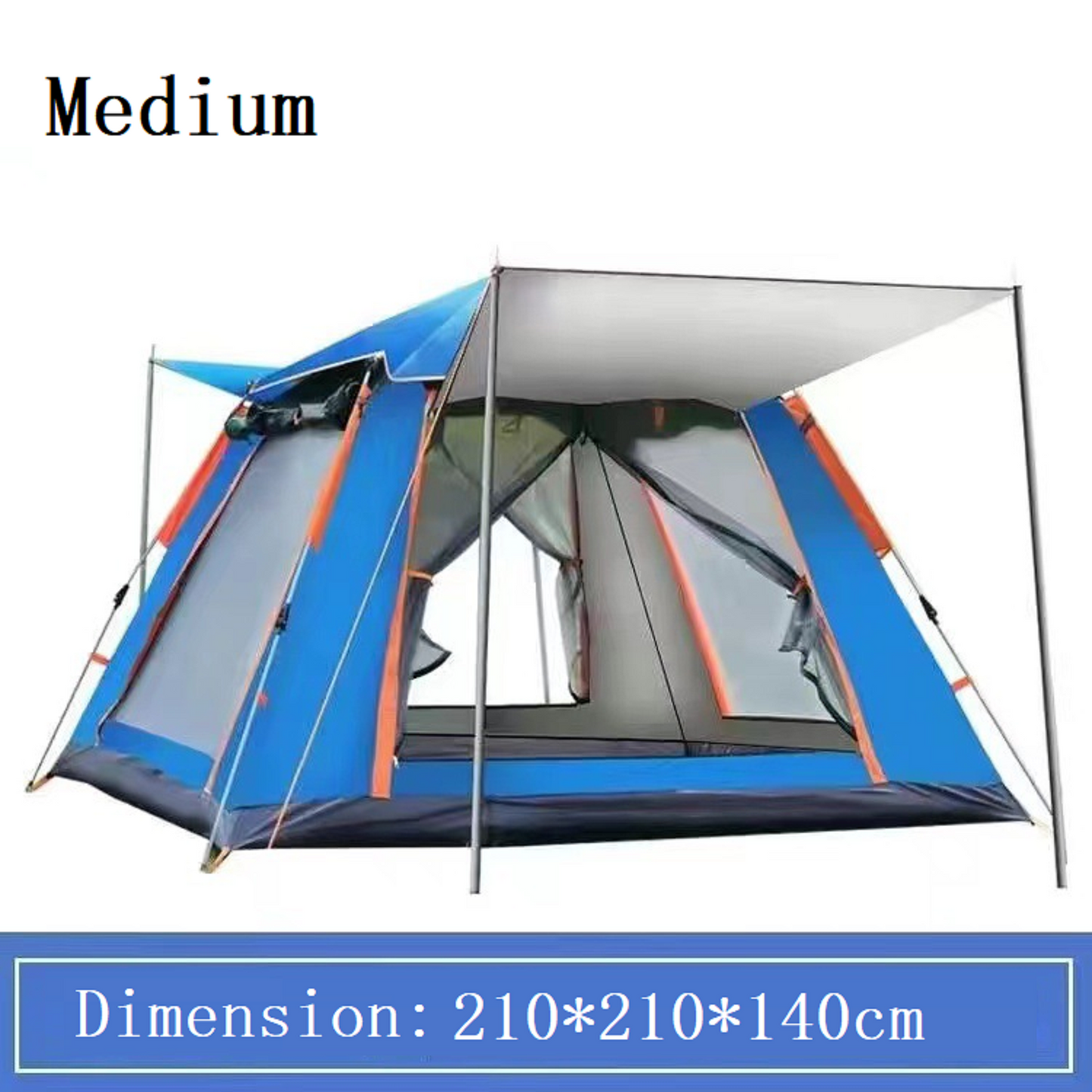 Large ECOTREK automatic pop-up camping tent set up outdoors, showcasing its spacious design and easy setup features.